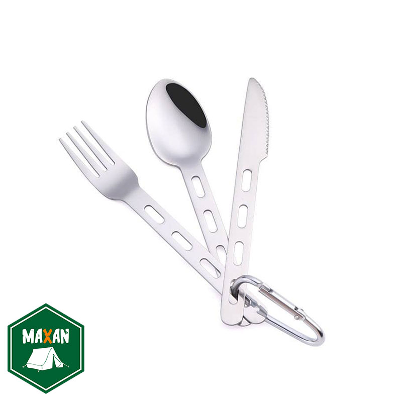 ست قاشق چنگال مسافرتی کارابین دار